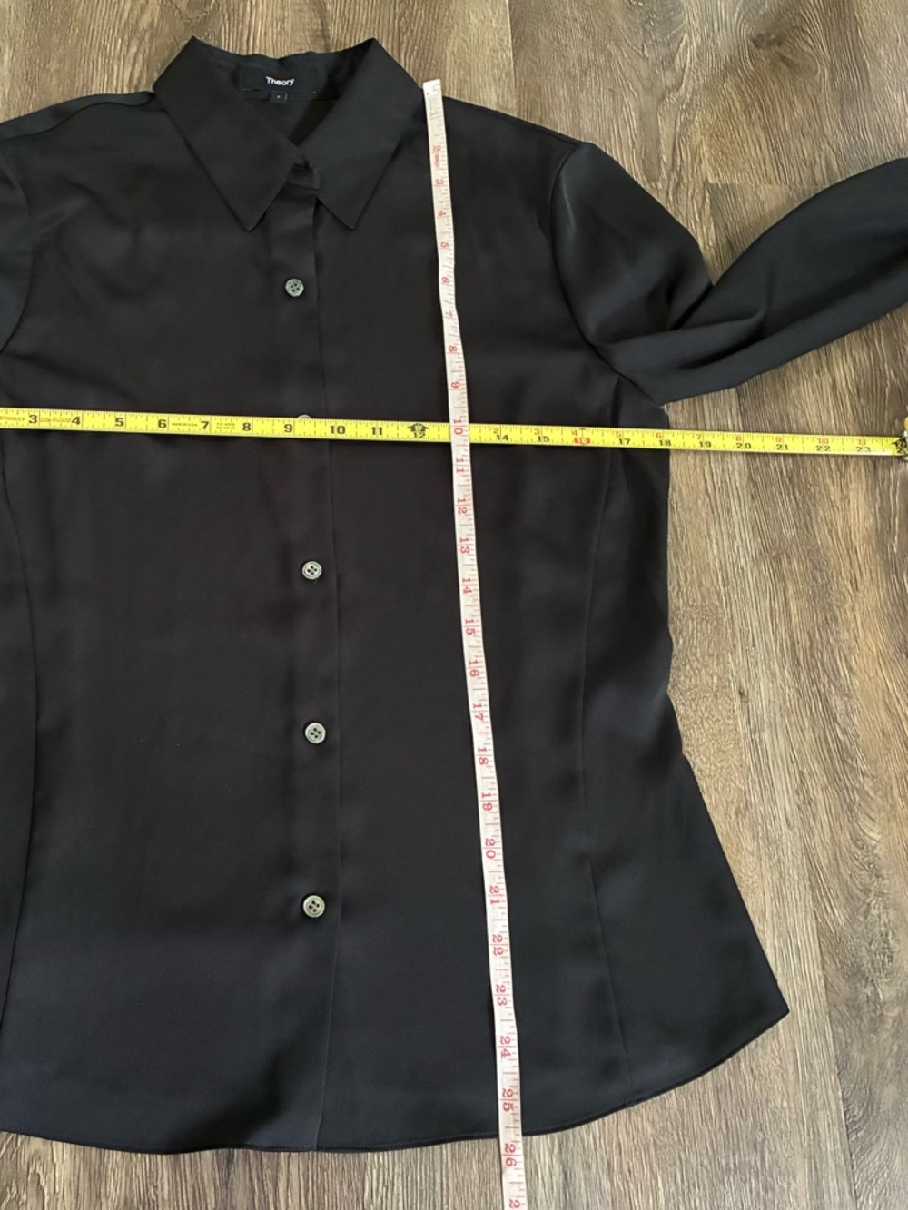 Theory Black Silk Blouse Button-Down Shirt - Picture 8 of 9